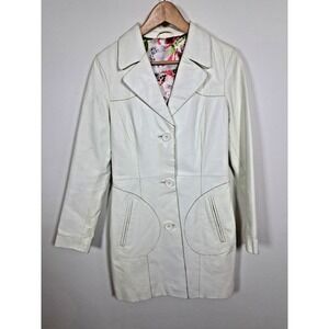 GIPSY Jacket Coat Women's Size Small‎ Ivory Leather Vintage 70's Boho Hippie